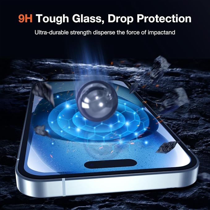KUZOOM 2Pack Privacy 9H+ Tempered Glass Screen Protector for iPhone 13 | 9H+ Tempered Glass 100% Fingerprint Unlock Automatic Dust Removal Anti-Scratch Protection