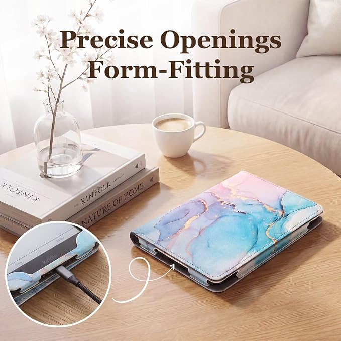 Fancity Case for Kindle Paperwhite 7/6.8 12th/11th Generation 2025 2024 | PU Leather Case with Auto Wake/Sleep Hand Strap for Kindle Paperwhite/Colorsoft Signature Edition 2021 Monet's Garden