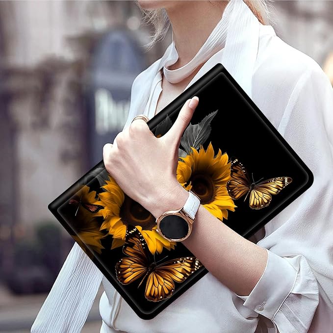 Case for 7 All-New Kindle Paperwhite (12th Generation 2024) and Kindle Colorsoft Signature Edition CoverSlim PU Leather Smart Cases with Auto Wake/Sleep-Black Cat Night Sky