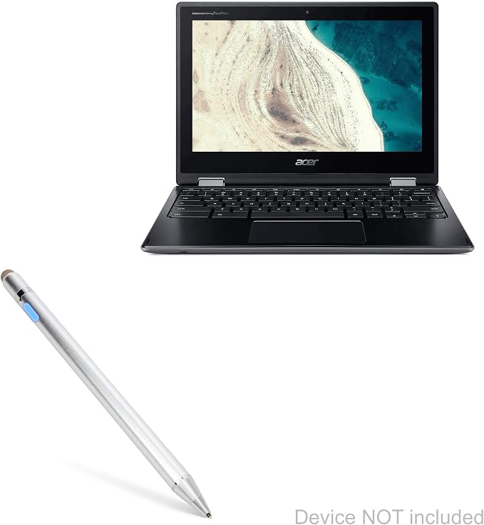 BoxWave Stylus Pen Compatible with Acer Chromebook Spin 511 (R752T) - AccuPoint Active Stylus Electronic Stylus with Ultra Fine Tip - Metallic Silver