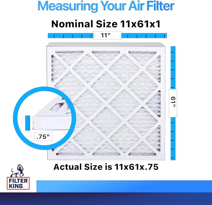 Filter King 11x61x1 Air Filter | 4-PACK | MERV 8 HVAC Pleated A/C Furnace
