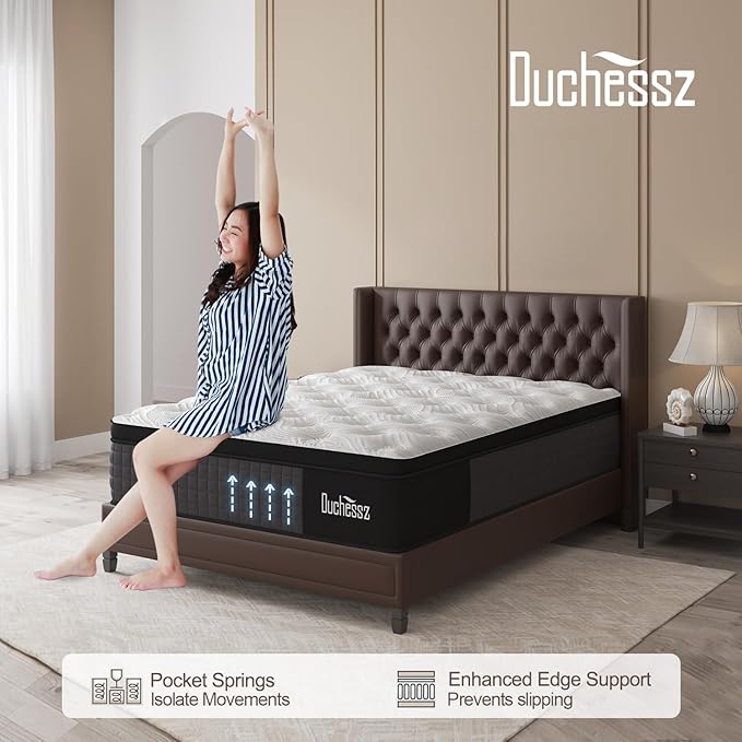 Full Mattress, 10 Inch Hybrid Mattresses Eurotop with Gel Memory Foam,Motion Isolation Individually Wrapped Pocket Coils Breathable Comfort Soft Pressure Relief