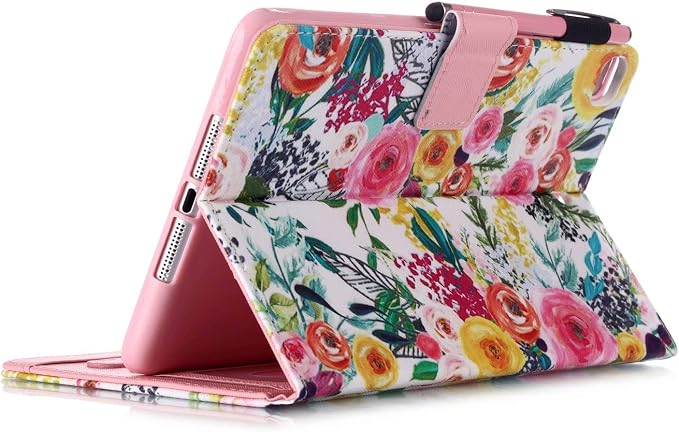 Case for iPad mini 1 2 3 4 Mini 5 Leather Smart Kickstand Case Flip Wallet Protective Case Compatible with iPad mini 1 2 3 4 Mini 5 2019 Pink Gold Marble