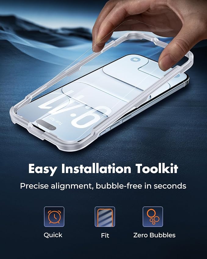 UNBREAKcable iPhone 15 Screen Protector 3-Pack Upgraded Dual-Tempered Glass + 3 Camera Lens Protectors Military-Grade 9H Hardness HD Clarity Anti-Fingerprint Case Friendly 6.1 Inch | Upgraded Du
