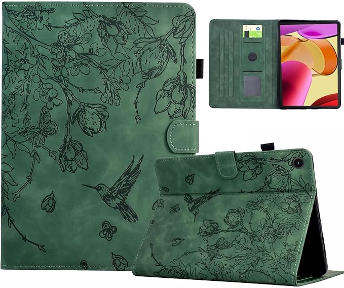 Kindle Fire Max 11 Case 13th Generation 2023 Release Fire Max 11 Tablet Case Embossed Suede Leather Folio Stand Cover with Auto Wake/Sleep &amp Card Slot &amp Pen Holder Brown Bird Flower Embossi