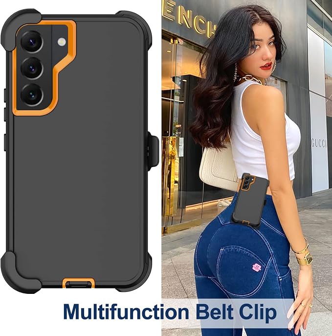 for Samsung Galaxy S22 Plus Case with Belt Clip Holster 2X Screen Protector [Military Grade Protection] Heavy Duty Full Body Shockproof Rugged Protective Cover for Samsung S22 Plus 5G Black
