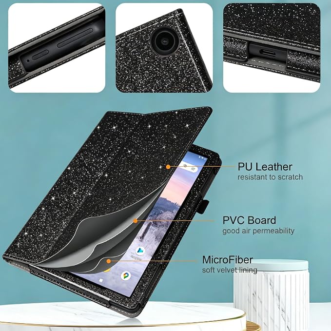Case for T-Mobile Revvl Tab 2 Tablet - Folio Premium PU Leather Protective Stand Cover with Auto Sleep/Wake Almond Blossom