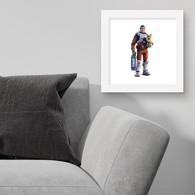 Trends International Gallery Pops Disney Pixar Lightyear - Buzz Lightyear and SOX Wall Art Wall Poster, 12" x 12", White Framed Version