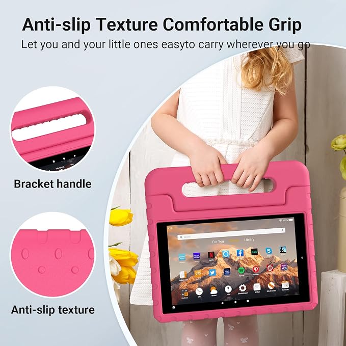Kids Case for Amazon Fire HD 10 5/7/9 GenHandle Stand Green | Shockproof Lightweight designed for Amazon Fire hd 10 Tablet case Kids 5th/7th/9th Generation 2015/2017/2019 Released