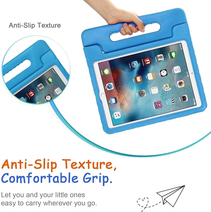 Kids Case for iPad Pro 11 M5/M4 &amp iPad Air 11 (2026/2025/2024) Shockproof Case with Pencil Holder Techcircle Light EVA Foam Handle Stand Bumper Protective Child Friendly Drop Proof Cover Black