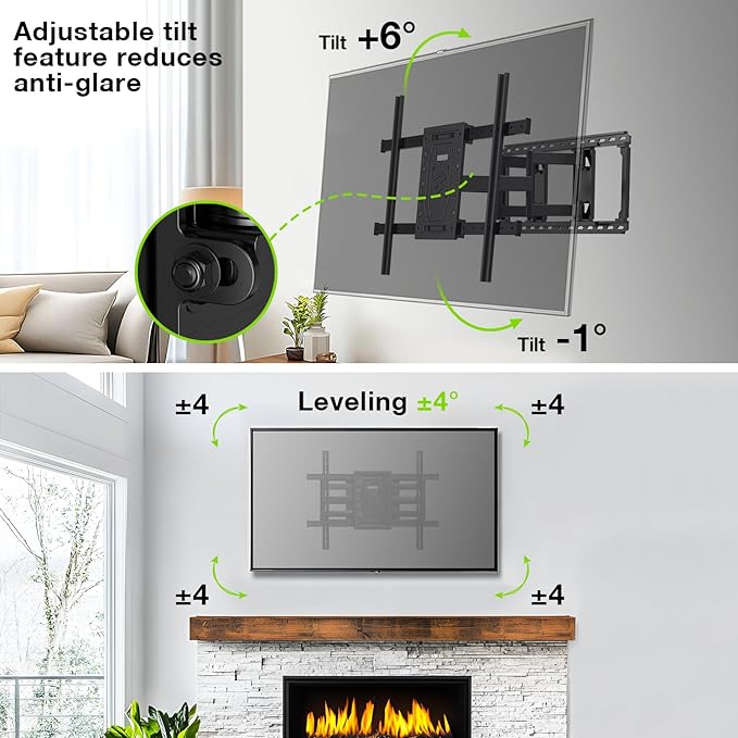 USX MOUNT Heavy Duty Full Motion TV Wall Mount for 60-100 Inch Large TVs, up to 220lbs, Swivel & Tilt, Preassembled TV Mount for 60" 65" 75" 80" 85" 90" 98" 100", Max VESA 800x600mm, Fits 12-24" Studs