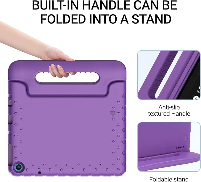 Kids Case for Onn 10.1 Tablet 2024 Gen 4(Model:100135925) ShockproofBlack | Lightweight EVA Foam Foldable Handle Stand Precise Cutouts Kid-Friendly For Daily Use