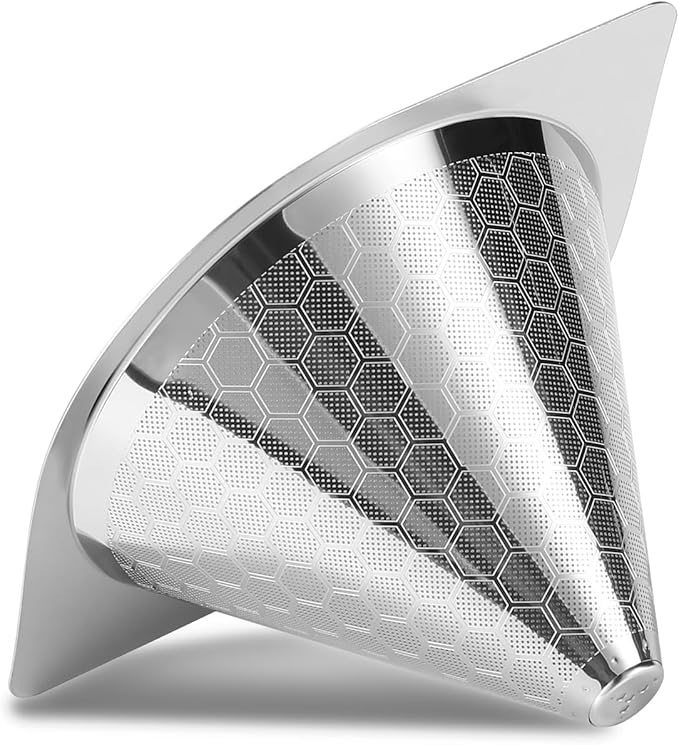 HAPYHOOM Reusable Stainless Steel Coffee Filter for Chemex 6/8/10 Cup, Bodum & Hario V60, Fine Mesh Paperless Pour Over Coffee Dripper