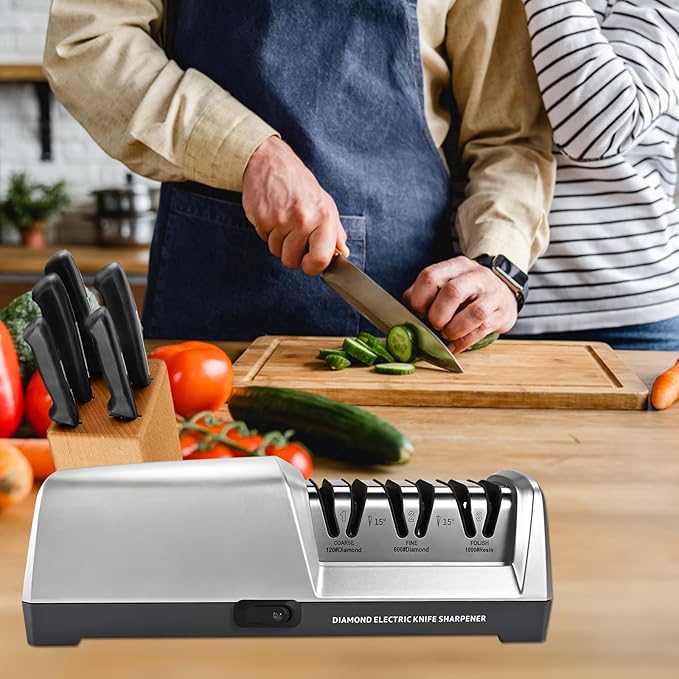 Casuenia Electric Knife Sharpener for Kitchen Knives, 3 Stage