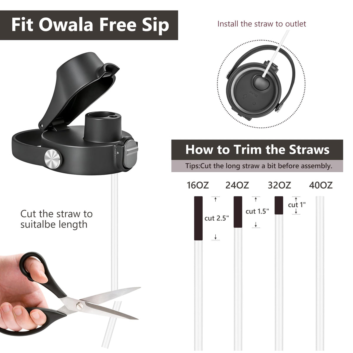 2 IN 1 Replacement Lid for Owala Freesip, UPGRADE Handle