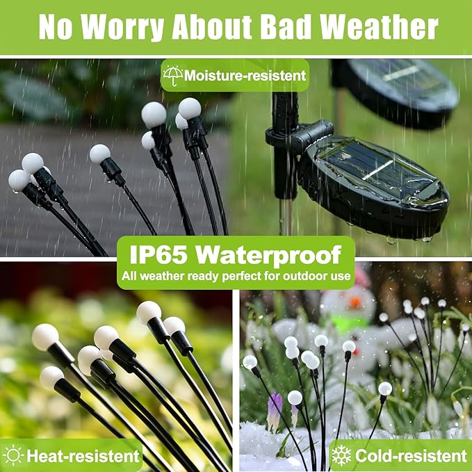 Flumy Solar Lights Outdoor Waterproof 2 Pack, Upgraded Outdoor Firefly Light for Yard Patio Garden Decor, Solar Lights for Outside Gardening Supplies,Gifts for Grandma