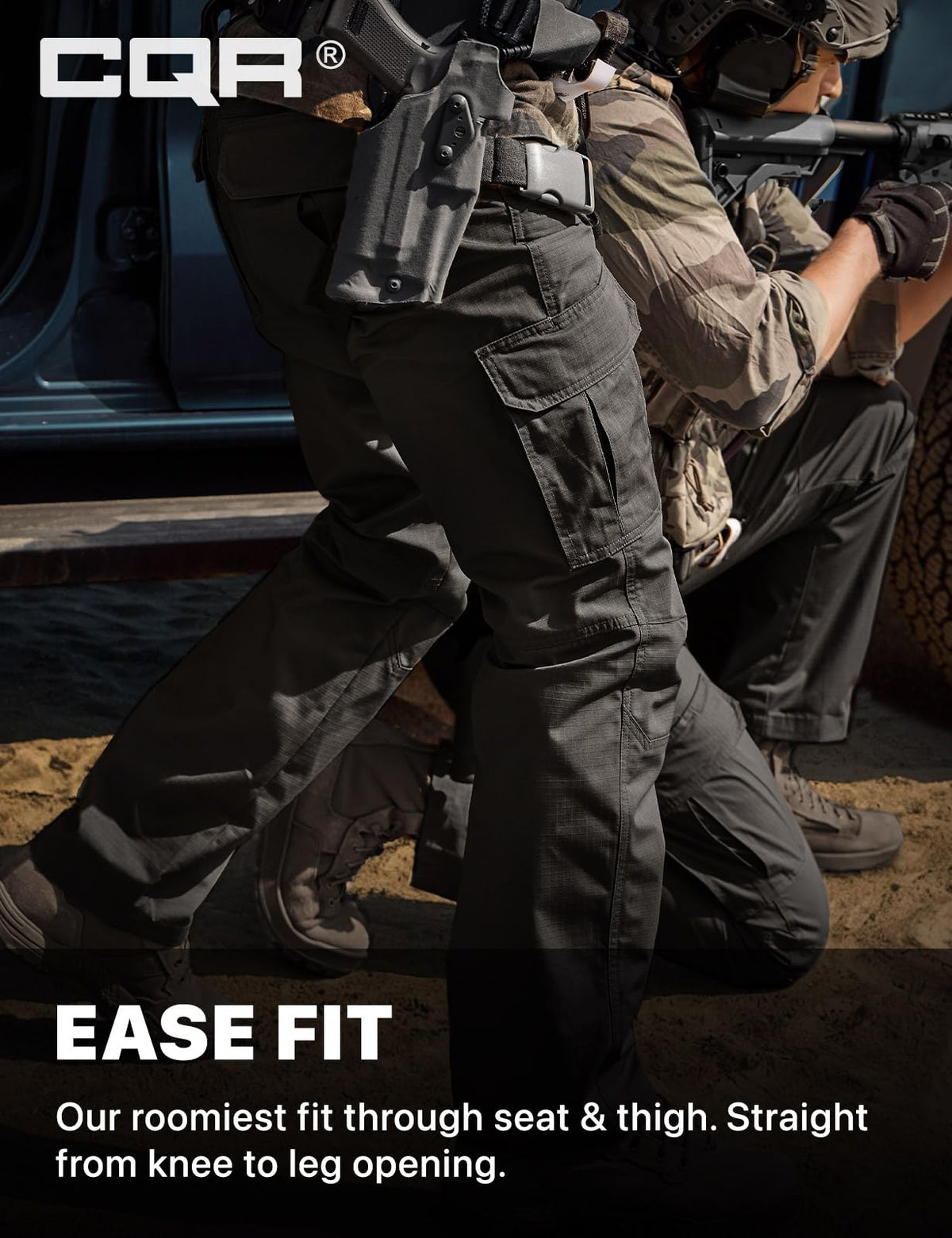 CQR Men's Tactical Pants, Water Resistant Ripstop Cargo Pants, Lightweight EDC Work Hiking Pants, Outdoor Apparel, Duratex Mag Pocket Black, 30W x 30L