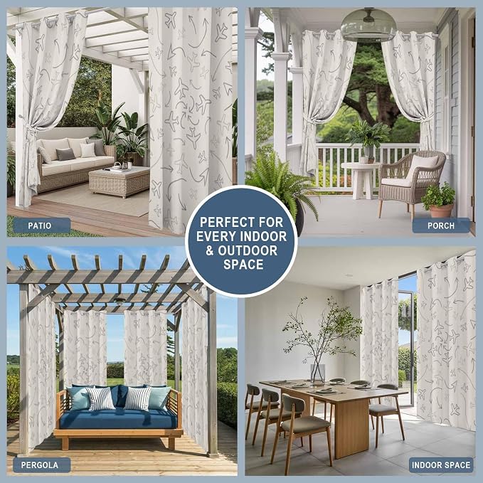 Abstract Airline Route Waterproof Outdoor Curtains