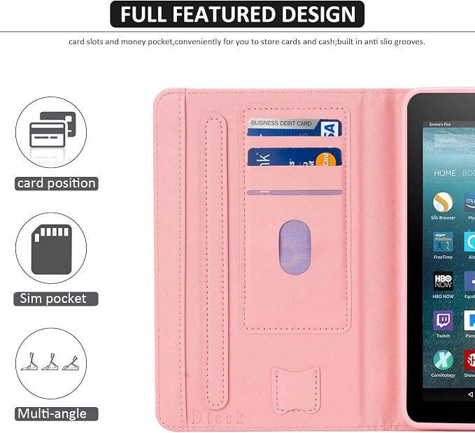 Case for Kindle Fire 7 TabletDteck Full Protective Flip Adjustable Stand Auto Wake/Sleep Smart Cover with Pencil Holder for Kindle Fire 7 Tablet 9th/7th/5th Generation 2019/2017/2015 ReleaseKing Dog