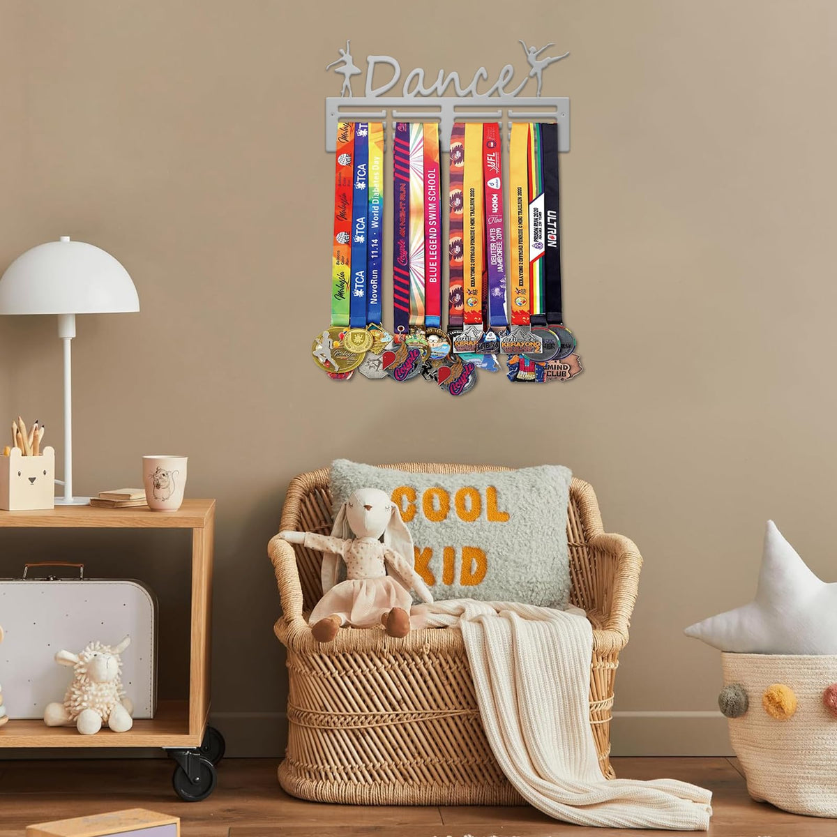 Resama Medal Holder Dance Dancer Medal Holder Display Hanger Rack Frame Shelf-Medal Hanger Awards Ribbon Dance Soccer,Gymnastics,Holder Display Rack for 60 Medals Silver
