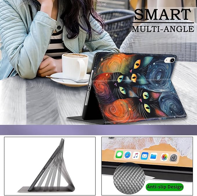Case for iPad (A16) 11th Generation 11 Inch 2025 / iPad 10th Generation 10.9 Inch 2022 Ultra-Thin Multi-Angle Protective Cover with Auto Sleep/Wake A Dark Horse