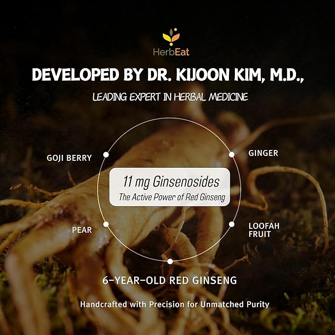 Korean Red Ginseng Prime Extract with 11mg Ginsenosides - Boost Energy, Memory & Immunity, 6-Year-Old Ginseng Drink for Circulation & Skin -10 Pouches (30mL *10)