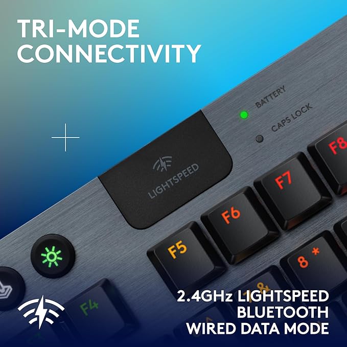 Logitech G915 X Lightspeed TKL Low-Profile Wireless Gaming Keyboard, Double-Shot PBT Keycaps, Fully Programmable Keys, RGB Backlighting, Sleek Aluminum Finishing, GL Brown Tactile - PC/Mac - Black