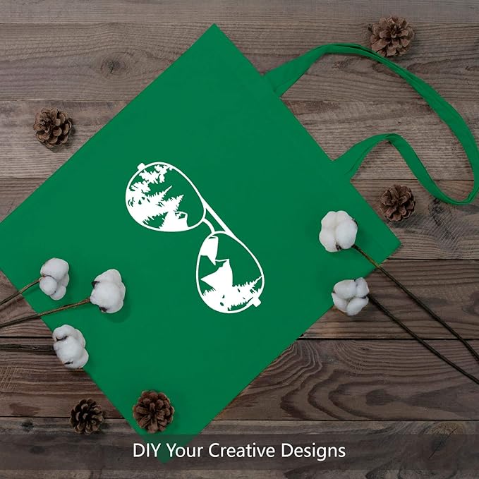 TOPDesign 24-Pack Economical 16"x15" Kelly Green Cotton Tote Bag, Lightweight Medium Reusable Grocery Shopping Cloth Bags, Suitable for DIY, Advertising, Promotion, Gift, Activity