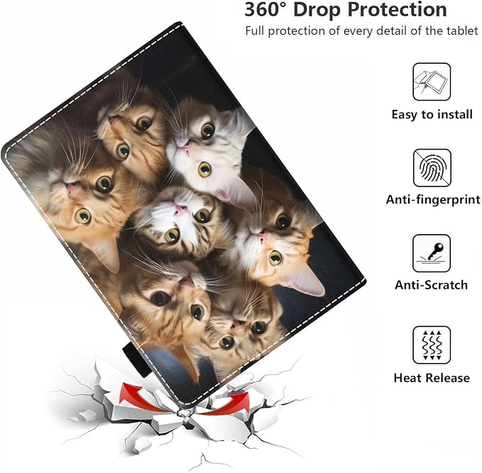 Case for Amazon Kindle Fire HD 10 Tablet 10.1 (9th/7th Generation 2019/2017 Release) - PU Leather Folio Case with Smart Auto Wake/Sleep African American Girl