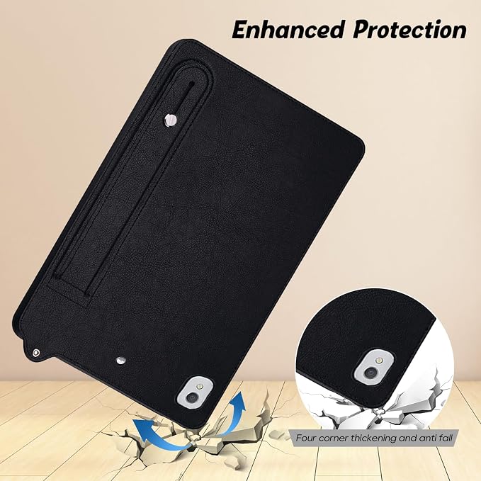 Slim Case for Apple iPad 10th Generation 10.9 Inch 2022 PU Leather Lightweight Hand Strap Stand Feature Drop Protection Back Cover for iPad 10th Gen 10.9 Black