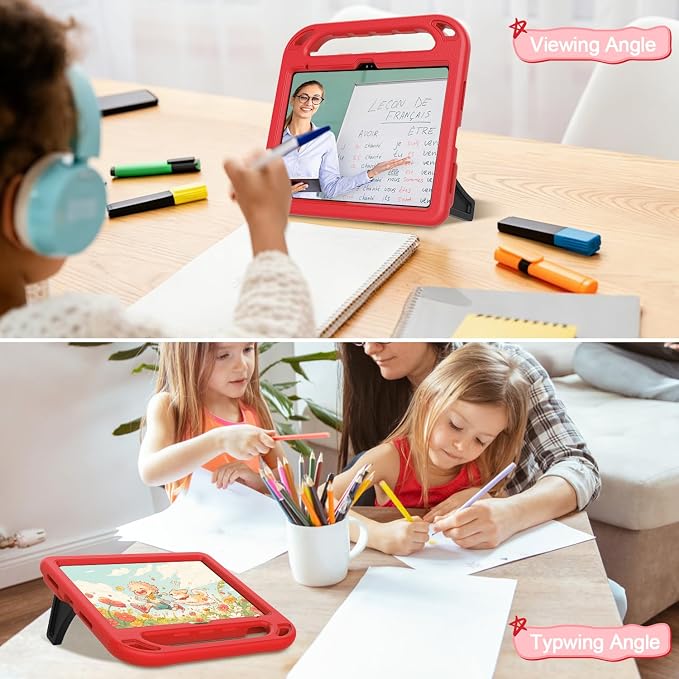 TIRIN Kids Case for iPad A16 11th Generation 2025/iPad 10th Generation 2022 with Built-in Screen Protector Shockproof Handle Stand iPad Case for Kids Black