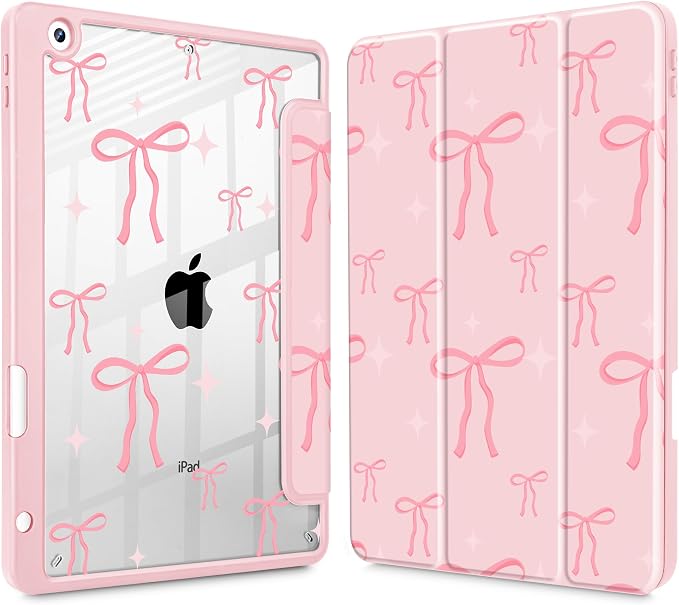May Chen for iPad 9th Generation with Pencil Holder iPad 8th/7th Gen Case 10.2-inch [Penceil Holder] Trifold Stand Auto Wake/Sleep Clear TPU Protection Back Cover Ballet Shoes