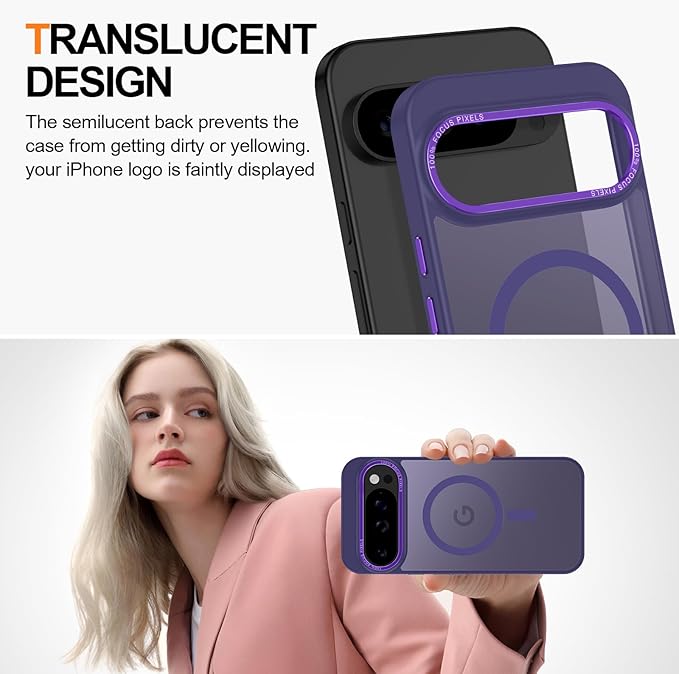 Magnetic for Google Pixel 10 Pro XL Case, [Military Grade Drop Protection] [Compatible with MagSafe] Shockproof Slim Translucent Matte Anti-Slip for Women Girls Men Case, Deep Purple