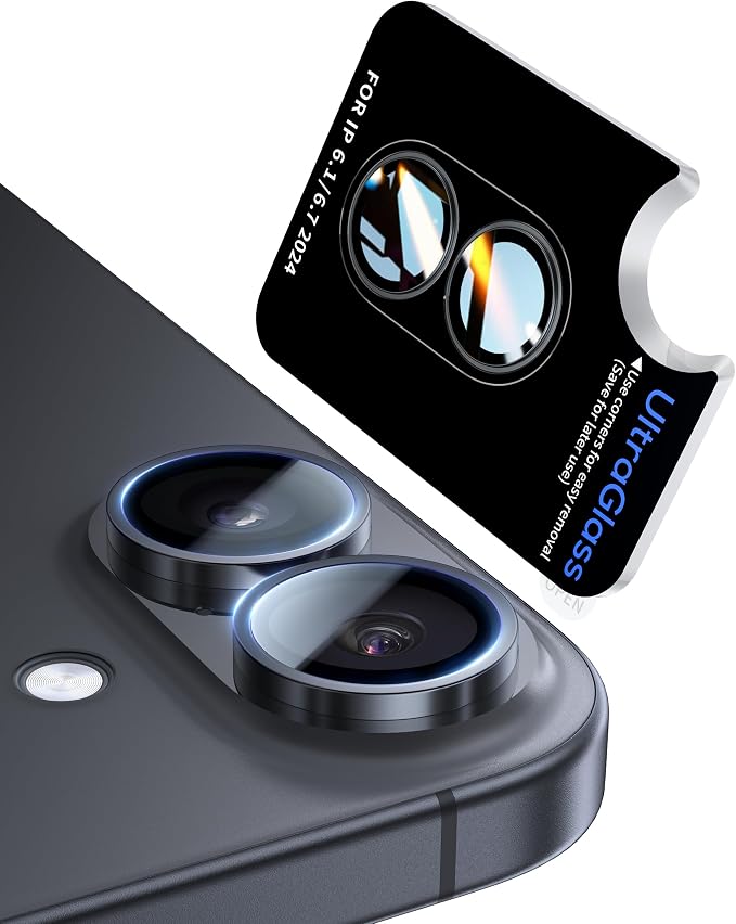 UltraGlass for iPhone 16 Pro Max/16 Pro Camera Lens Protector [NO.1 Military Grade Shatterproof] iPhone 16 Pro Max Camera Protector 16 Pro Lens Cover [Longest Durable] Easy Install Black Titanium