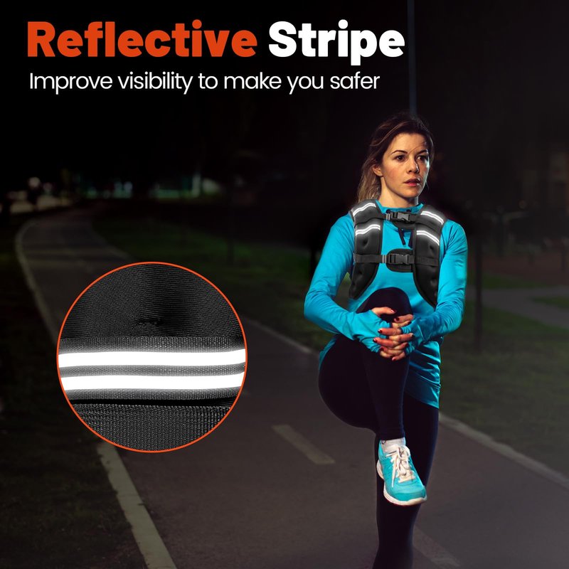 Poudee Weighted Vest, 12LB Weight Vest for Men Women, Body Weight Vests Adjustable with Reflective Stripe for Strength Training, Running, Training Workout, Jogging, Walking - 12LB