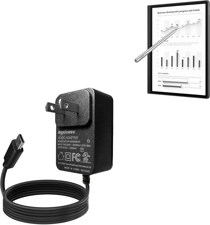 BoxWave Charger Compatible with Huawei MatePad Paper (10.3 in) - Wall Charger Direct (15W) Rapid Charge Your Device with Built-in 3ft Cable