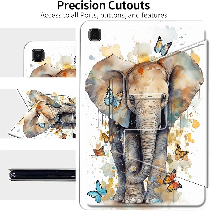 for Samsung Galaxy Tab S6 (10.5 inch) Tablet 2019 release-360 Degree Rotating Stand PU Leather Cover with Auto Wake/Sleep + S Pen HolderArt Butterfly