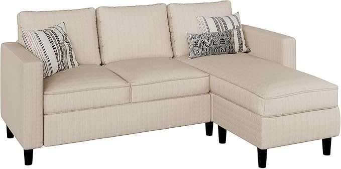 JAMFLY Sectional Sofa Couch Convertible L Shaped Sofas with Ottoman Small Sectional Couches for Living Room, 3 Seater Couch for Small Spaces, Khaki