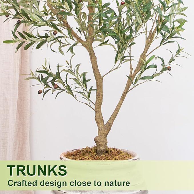 8FT Olive Tree Artificial Indoor, 96in Tall Faux Olive Tree with Pot, Fake Potted Tree with Fruits for Home Office Decor