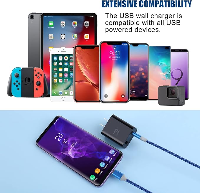 Dual USB Wall Charger Costyle 3 Pack 30W 2 Ports Adaptive Fast Charging Block Quick Fast Charger 3.0 &amp 5V 2.4A Wall Plug Compatible iPhone 13 12 11 XS MaxGalaxy A16 S10 S9Note 9 10Pixel (Black