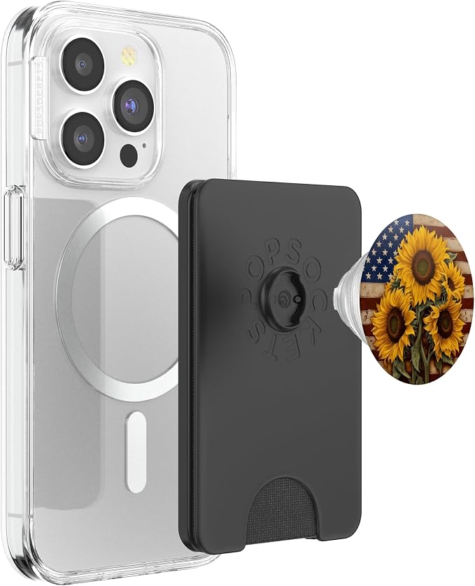 American Flag with Sunflowers PopSockets Adhesive PopGrip