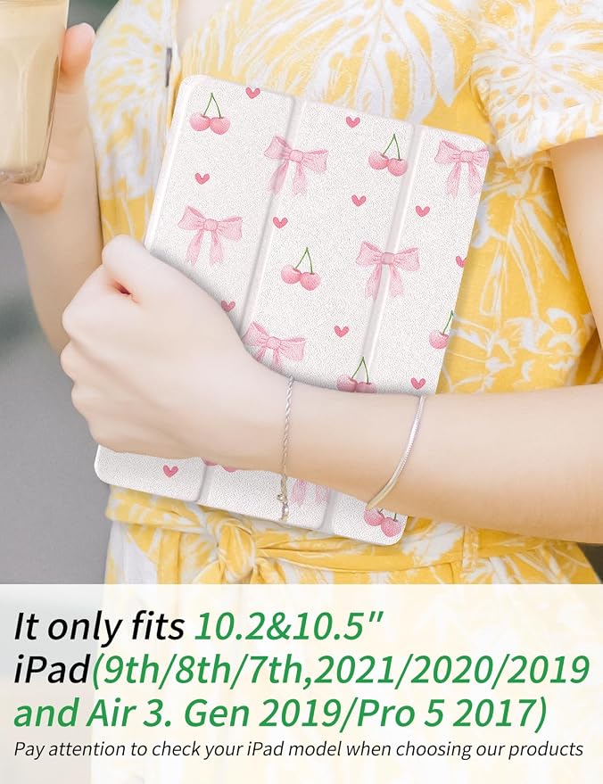 Case for iPad 9th/ 8th/ 7th Generation Case 10.2&amp10.5 Inch (2021/2020/2019 Release) Slim Lightweight Soft Trifold Back Cover with Pencil Holder &amp Auto Sleep/Wake CoverBeige Checkered
