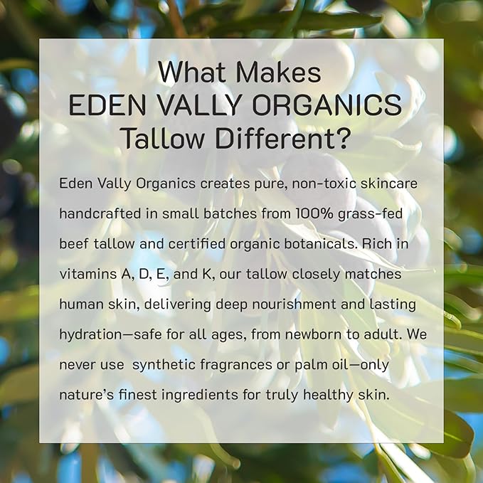 100% Grass-Fed Beef Tallow Whipped Moisturizer – Organic Cocoa Butter & Olive Oil Body Butter – Natural Cocoa Scented Skincare with Vitamins A, D, E, K – Face, Body, Baby, Eczema Relief, 2 fl oz