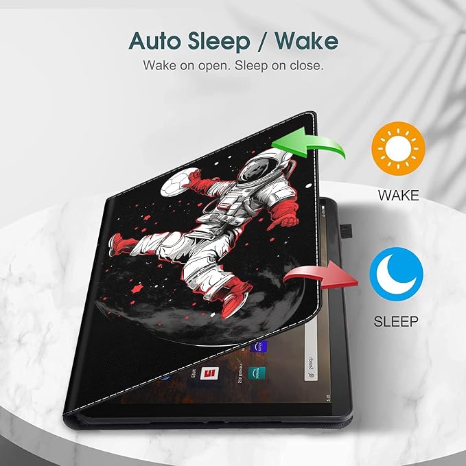 Case for All-New Amazon Fire HD 10 and 10 Plus Tablet (13th/11th Generation 2023/2021 Release) 10.1 Multi-Angle Smart Stand Cover Auto Sleep/Wake Skull and Fire