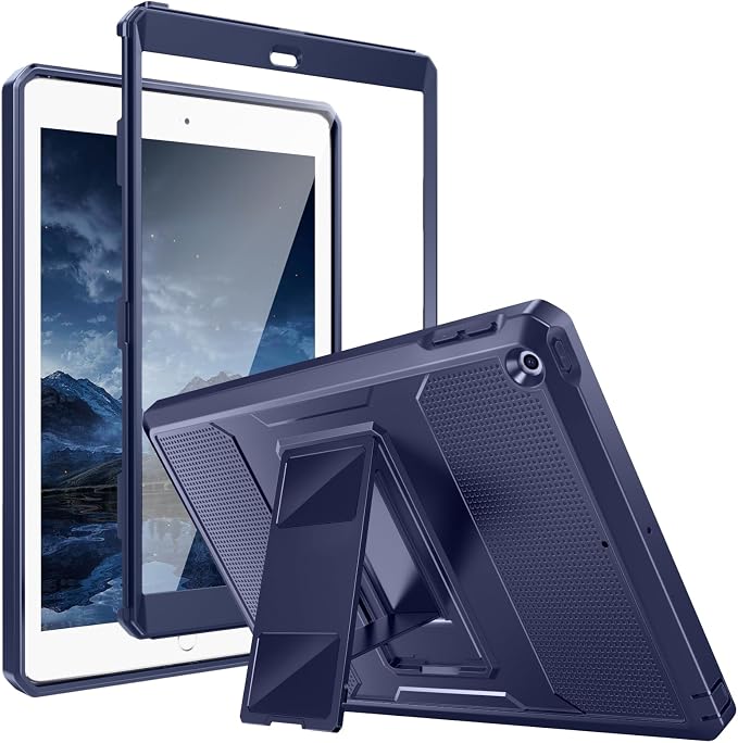 MoKo Shockproof Case Fit 2018/2017 iPad 9.7 6th/5th Generation Black | Heavy Duty Shockproof Full Body Rugged Hybrid Cover with Built-in Screen Protector for Apple iPad 9.7 Inch 2018/2017