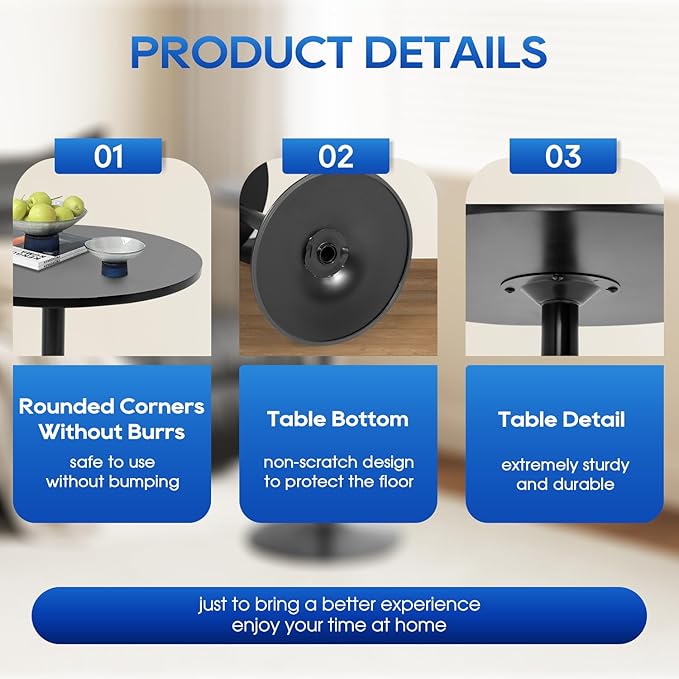FDW Bistro Pub Table 2 Pack 40 Inch Height Cocktail Table Round Bistro Bar Table for Home and Kitchen Dining