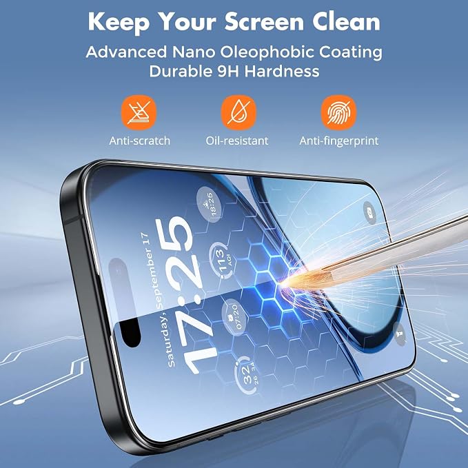 UNBREAKcable 3-Pack Screen Protector for iPhone 15 Double Shatterproof Tempered Glass [Easy Installation Frame] [99.99% HD Clear] [9H Hardness] [Full Coverage] [Case Friendly] for Apple 15 6.1 inch