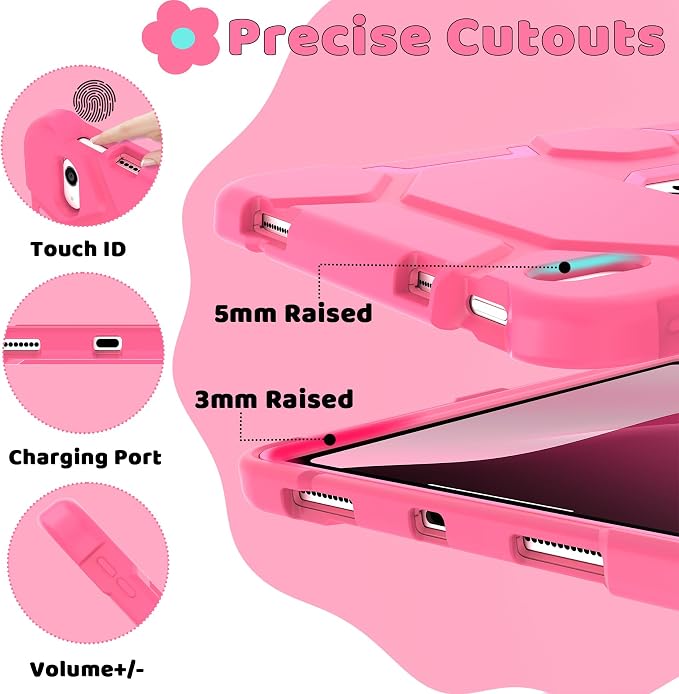 Case for iPad 11 11th Gen (A16) 2025 &amp 10th Gen 2022 10.9 Purple+Green | Kickstand | With Pencil Holder | Drop-Proof Silicone+Hard Shell | Raised Edge Protects Screen&ampCamera | Heavy Duty Pr