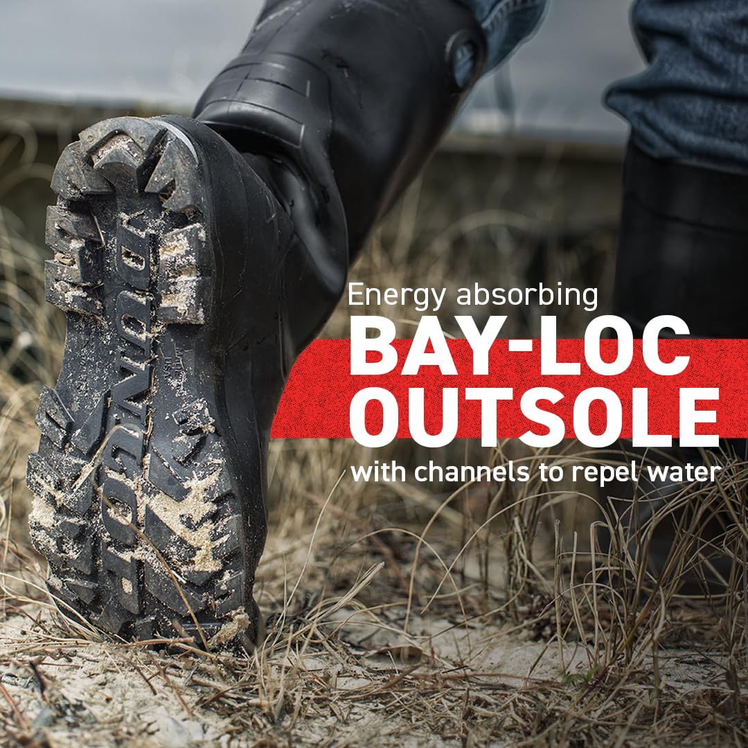 DUNLOP Chesapeake Rubber Boots Plain Toe for Men & Women – PVC - Waterproof - Lightweight Garden, Fishing & Rain Boots with Wide Calf – Black – Size 3–24