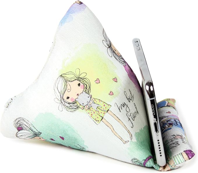 Handmade Phone Pillow Holder - The Wedge Mobile Device Stand - Fabric Phone Stand for All iPhones All Smartphones! 7 x 6.1 x 5.5 Inches (ABC)